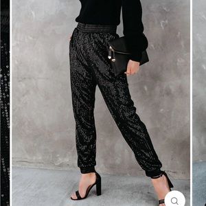 Bling Bling Pocketed Sequin Jogger